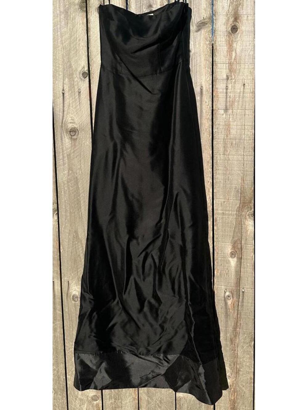 Vtg Y2K Anne Taylor Strapless Black Satin Evening Dress Formal Size 6